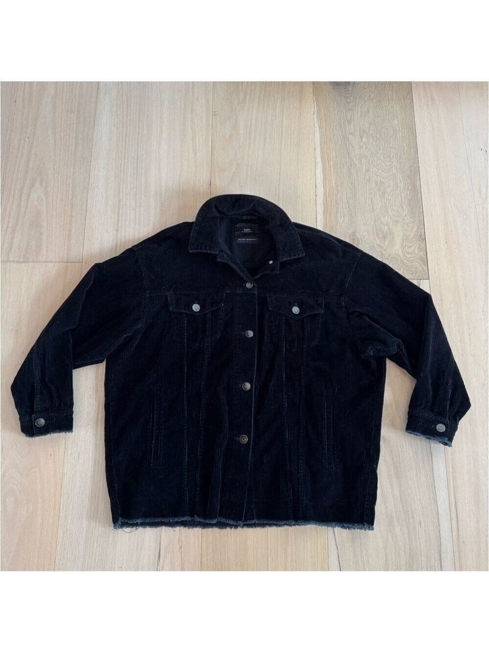 Zara Outerwear Black Corduroy Jacket Size Size Medium